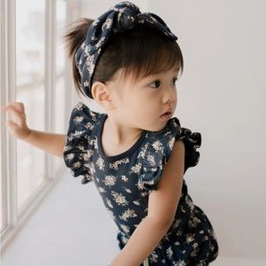 Organic Cotton Frill Singlet - Sapphire Floral